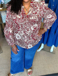 Umgee - Sangria Floral Top -Plus