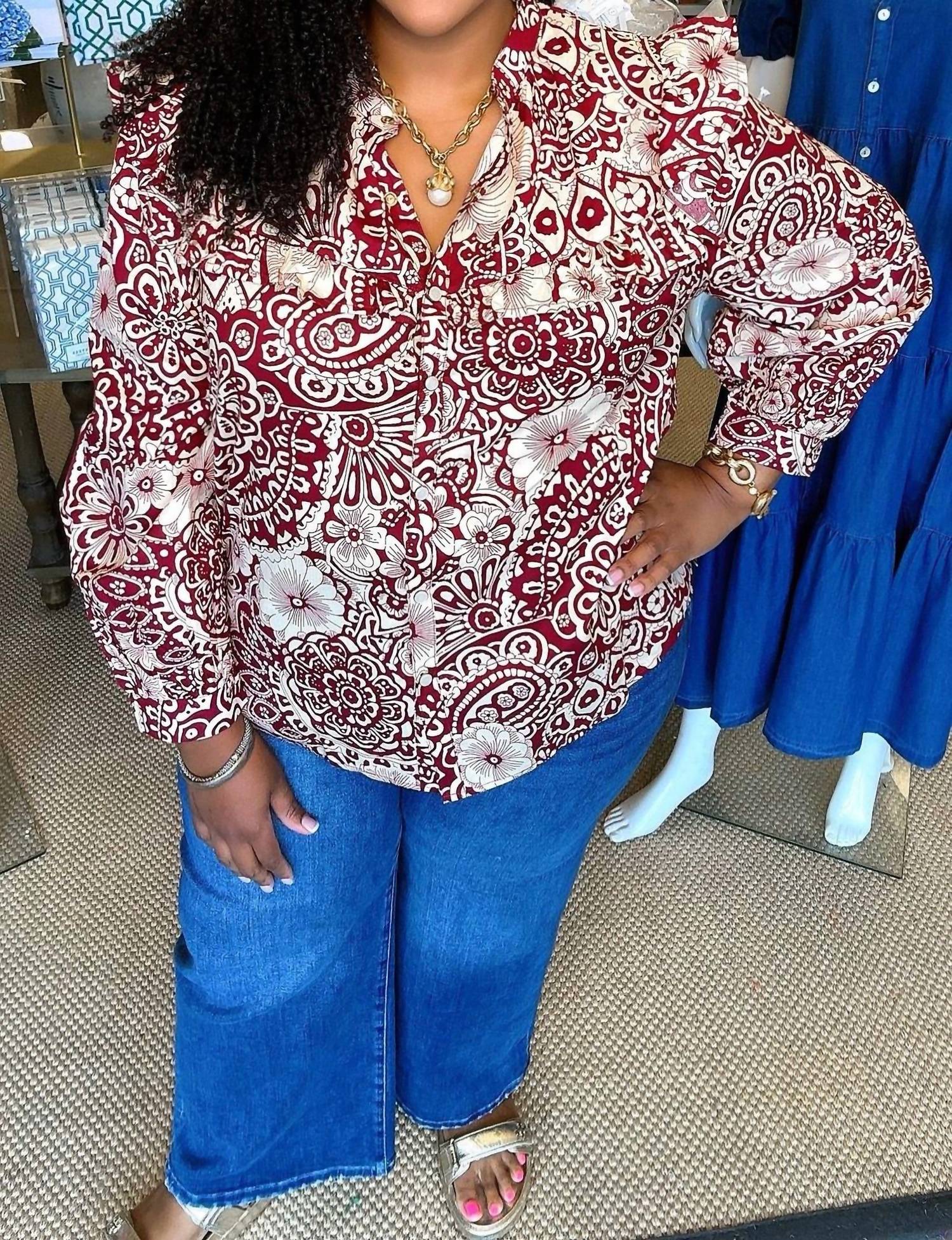 Umgee - Sangria Floral Top -Plus