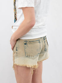 VERVET BY FLYING MONKEY Sienna Super High-rise Distressed Shorts in khaki washed - women's shorts - alternate view