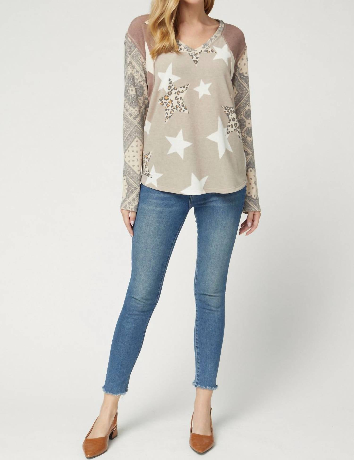 Entro - Paisley Leopard And Star Top