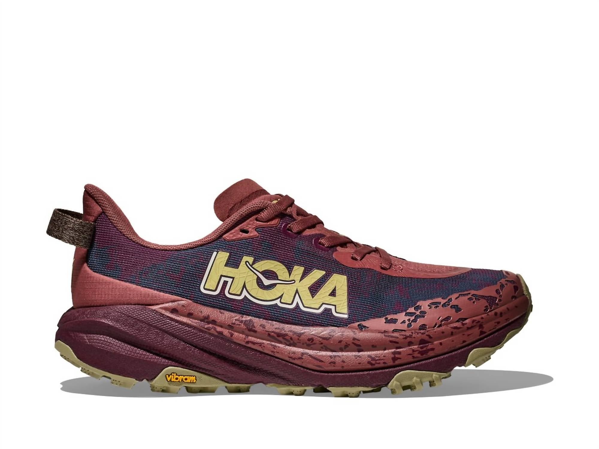 Hoka Women's Speedgoat 6 Trail Running Shoes in rouge black cherry - women's shoe