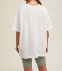 WISHLIST Josh Oversized Raw Hem Tee in white - women's t-shirt - detail view
