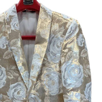 MAZARI Men's Floral Blazer in cream - men's jacket - detail view