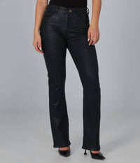 LOLA JEANS Billie High Rise Bootcut Jean in coated black - women's jeans