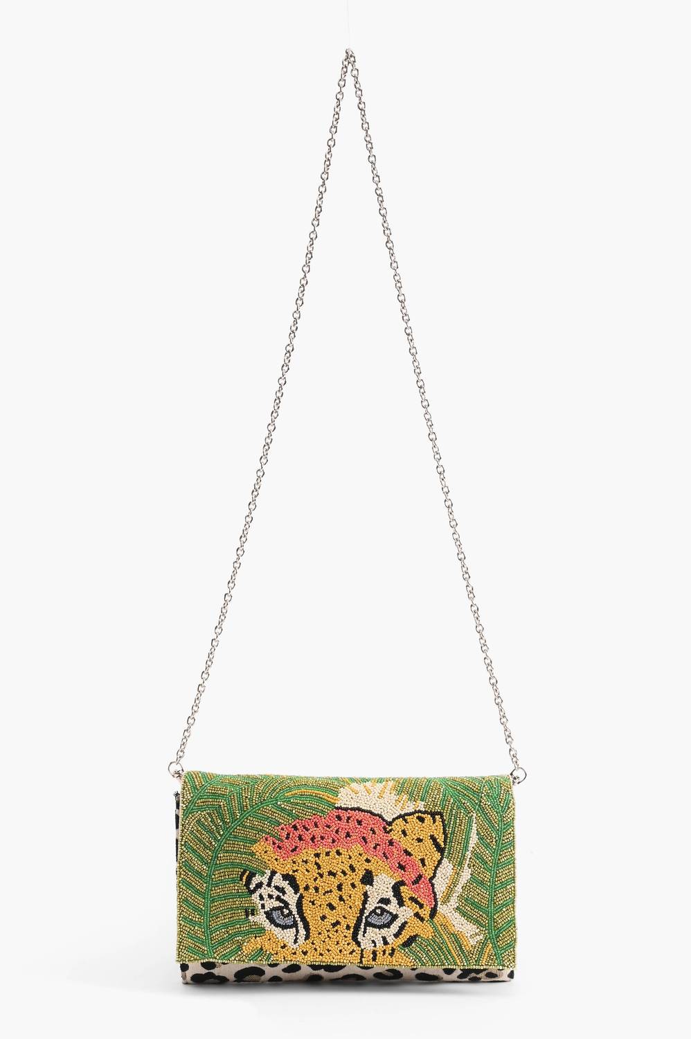 America & Beyond - Women's Forestry Leopard Embellished Clutch
