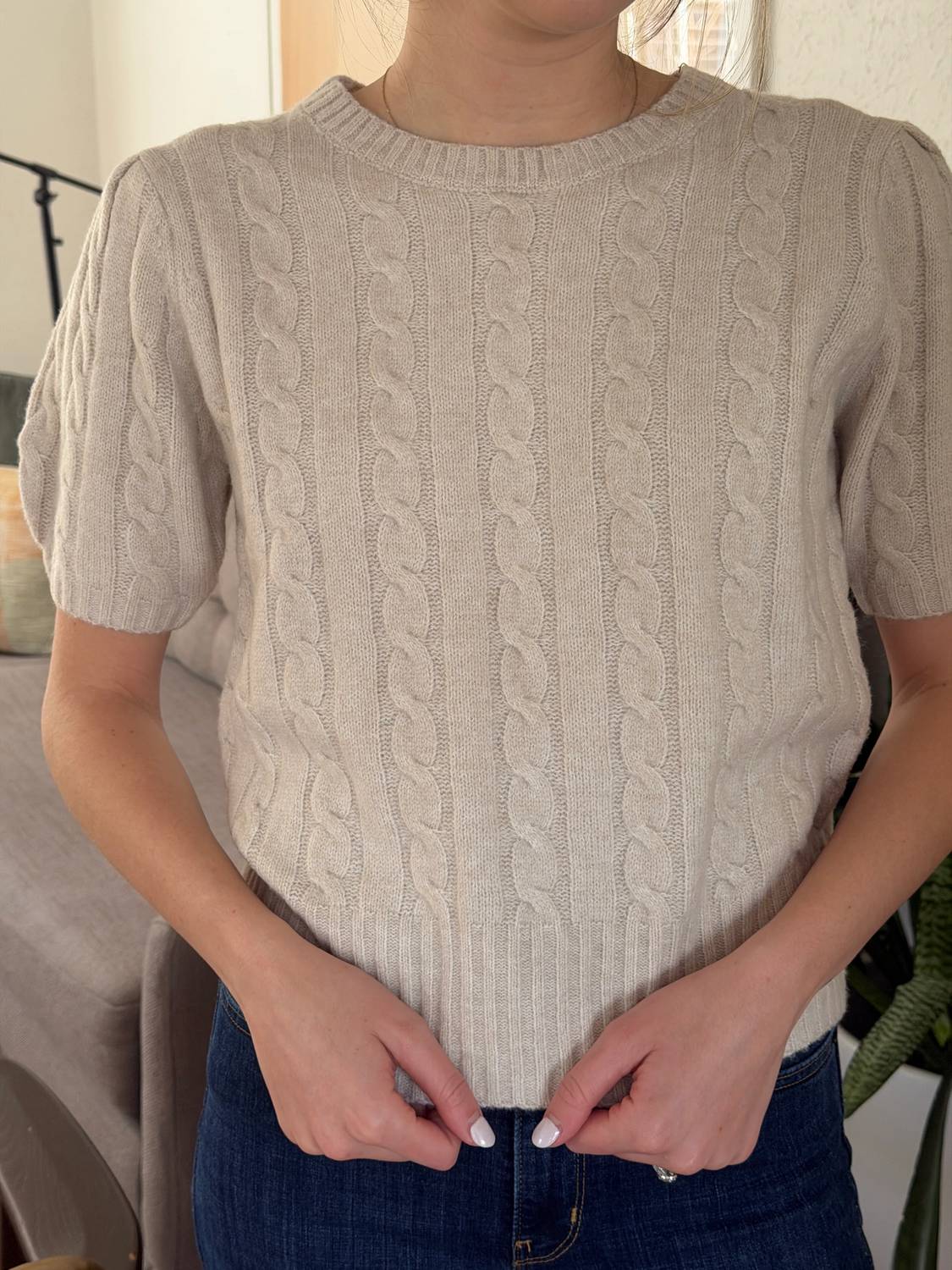 Pinch - Freya Cable Knit Short Sleeve Sweater