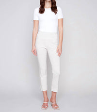 Charlie B - Striped Capri Pants With Slit