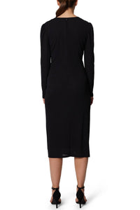 Laundry By Shelli Segal - Crew Neck Long Sleeve Ruched Side Slit Dress