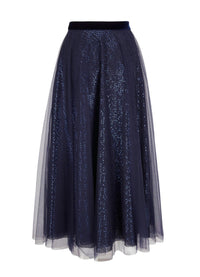 Talbot Runhof - Micro Sequin Voile Skirt