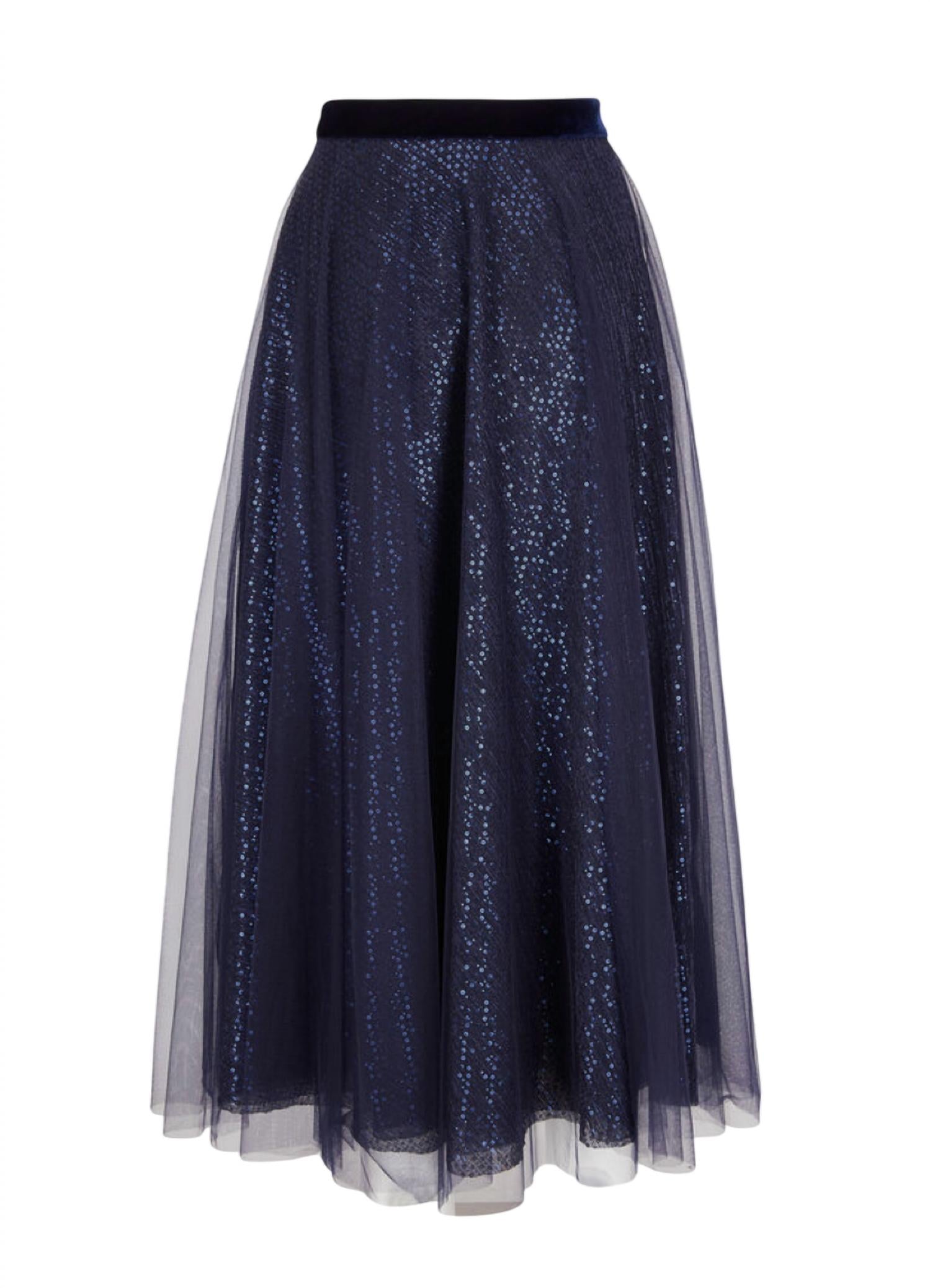 Talbot Runhof - Micro Sequin Voile Skirt