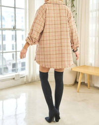 Davi & Dani - Plaid Long Sleeve Jacket With Front Pocket - Plus