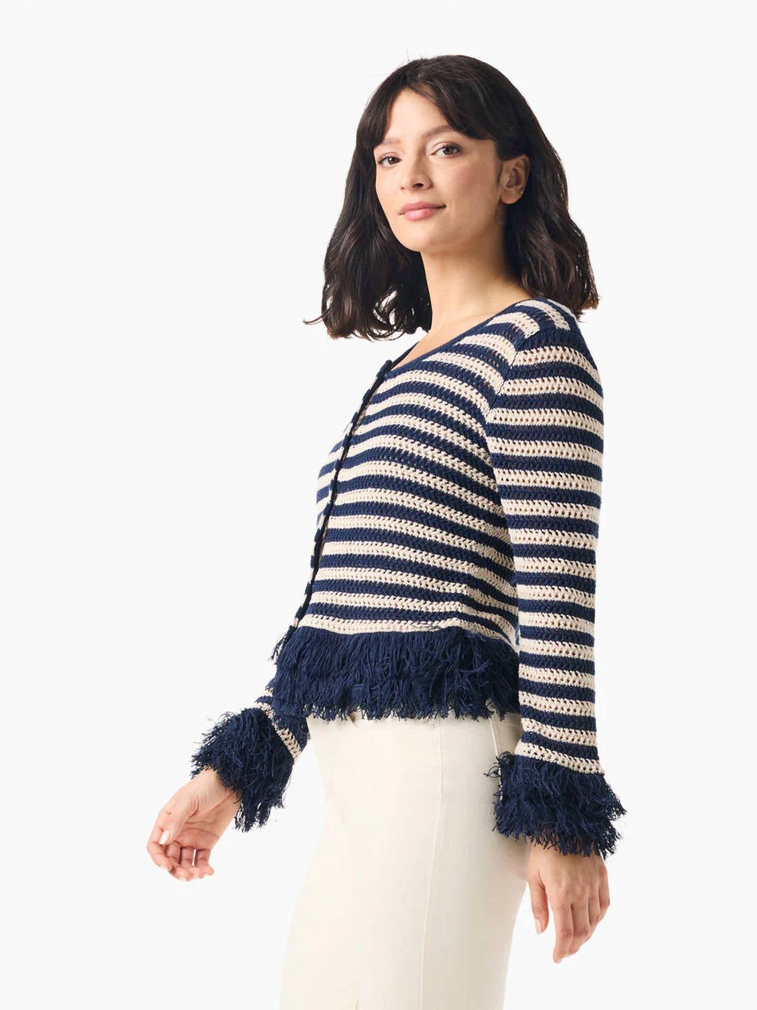 Nic + Zoe - Theodora Twilight Fringe Stripe Cardigan