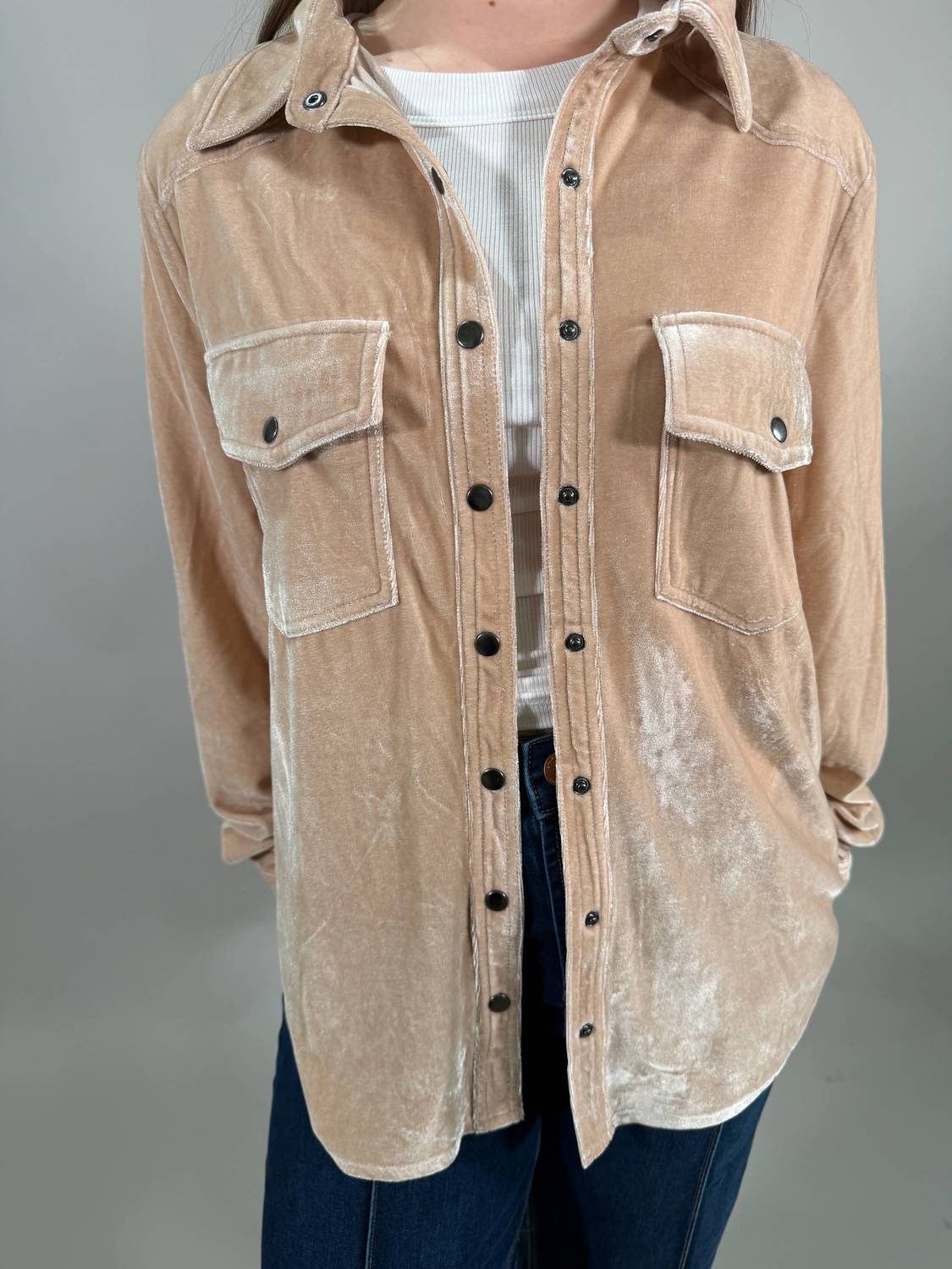 Easel - Button Down Velvet Shirt