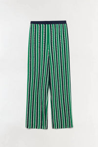 JONATHAN SIMKHAI BRENNER KNIT STRAIGHT LEG PANT in kelly green stripe - women's pants - alternate view