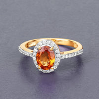 Diana M Jewels Women's Oval Natural Spessartite Garnet Fashion Ring (1.66 Ct) - Classic in 14k yellow gold - women's jewelry - detail view
