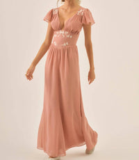 for Love & Lemons Emmie Chiffon Maxi Dress in pink - women's dress - alternate view