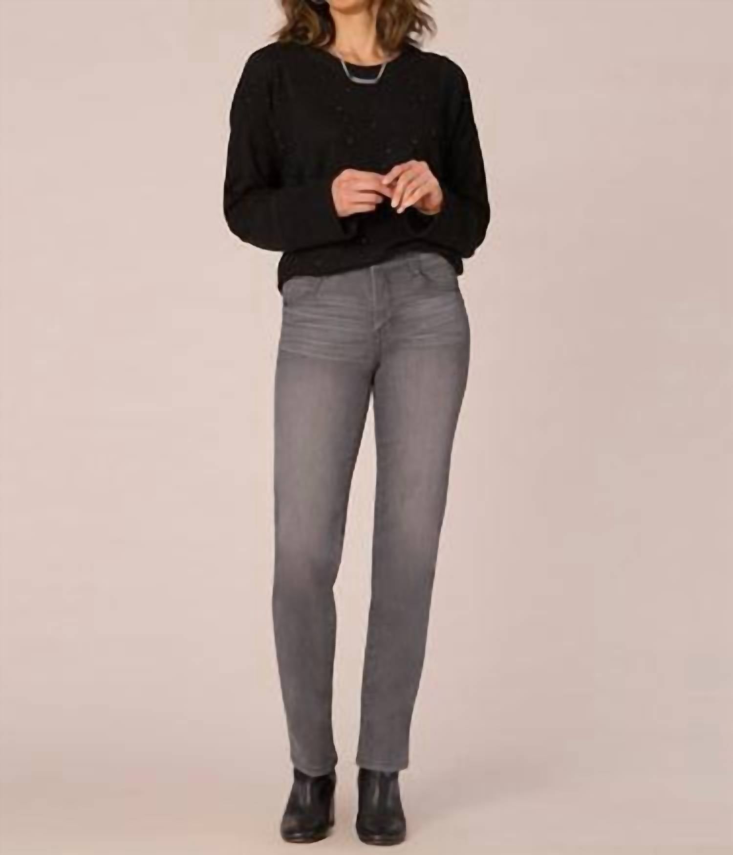 Democracy Rhinestone Detail Hi-low Petite Knit Top in black - women's long sleeve top - view 4