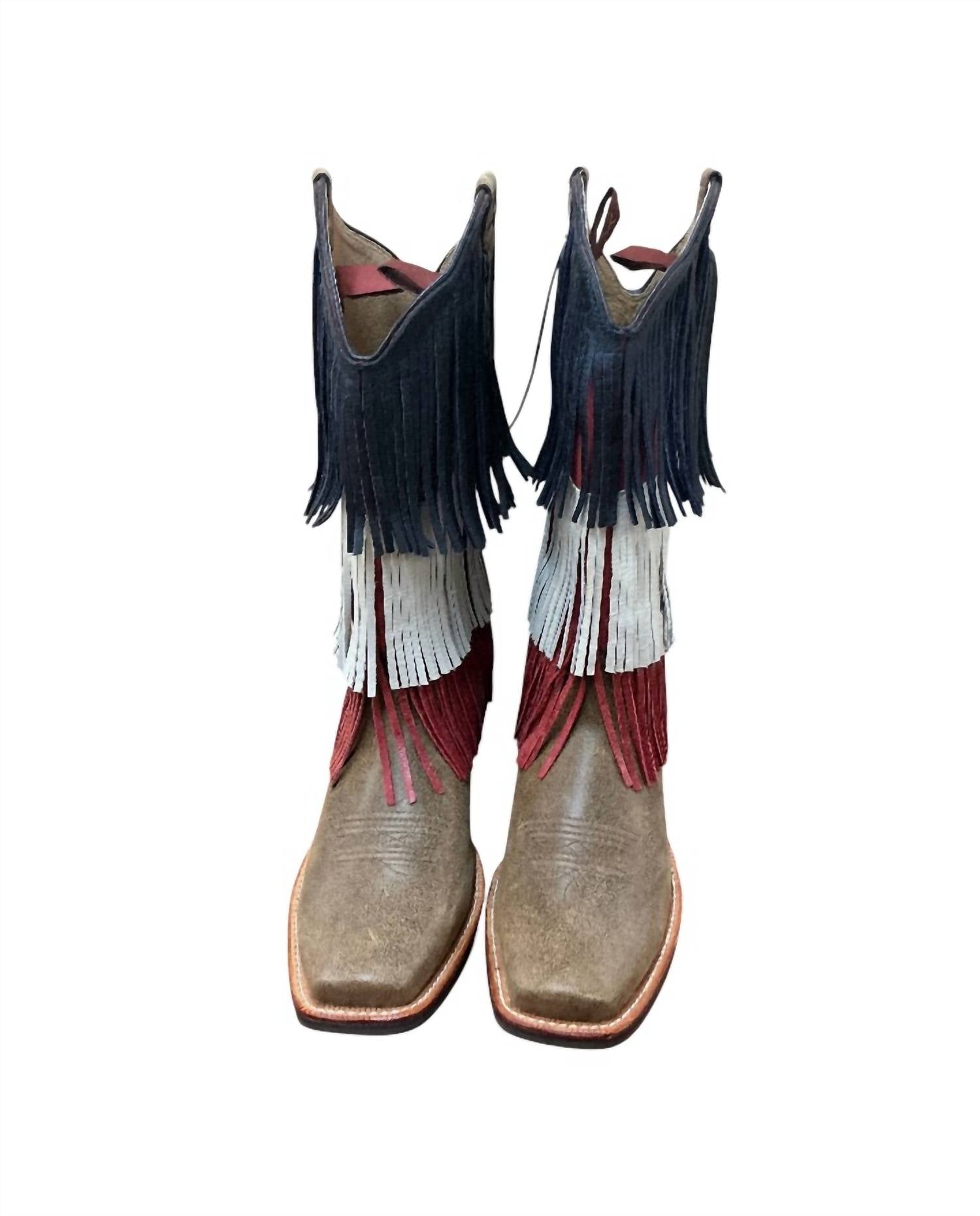 TWISTED X Women's Fringe Boots in red white - women's shoe - detail view
