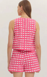 Entro - Plaid Horse Bit Pocket Tank Top