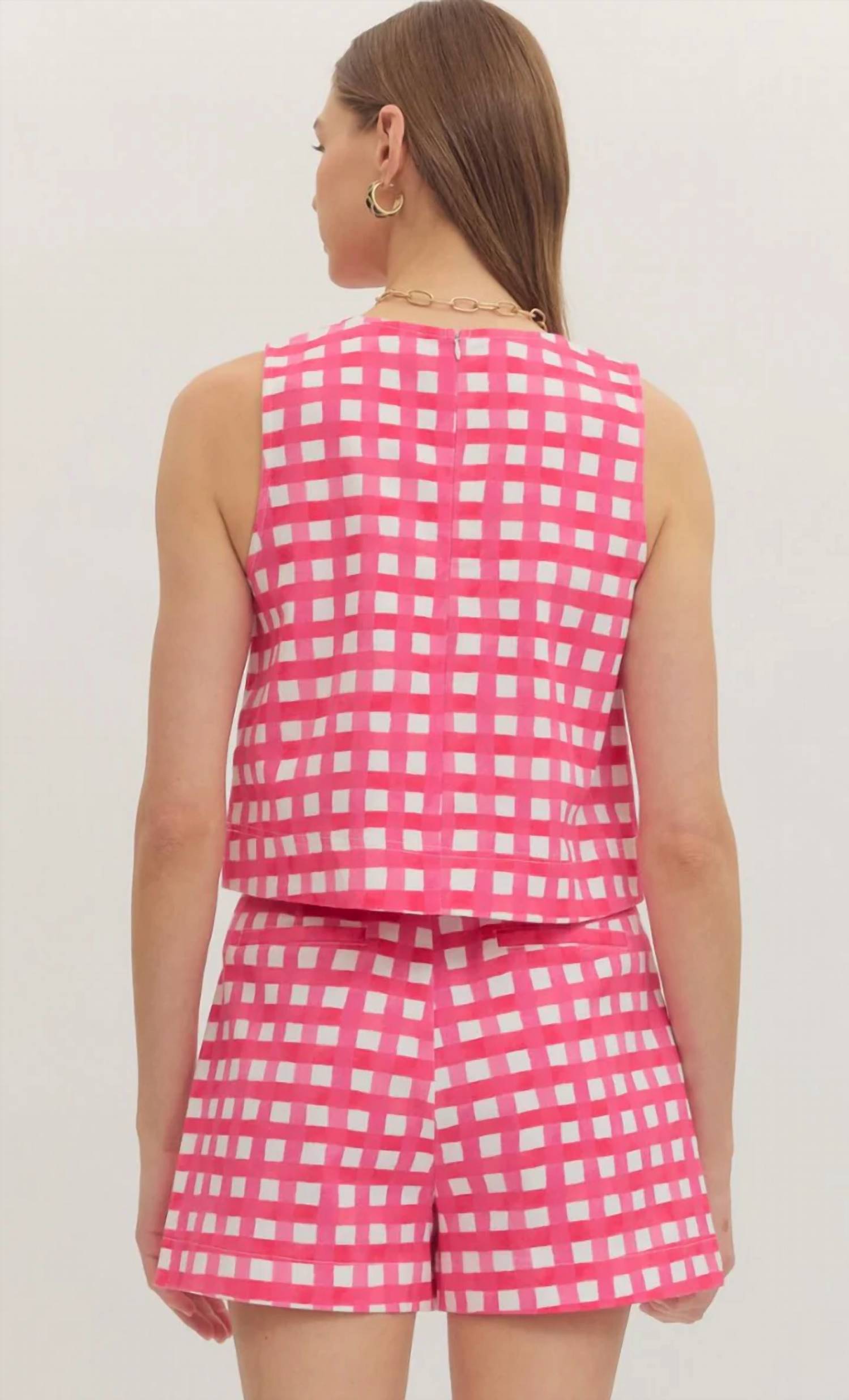 Entro - Plaid Horse Bit Pocket Tank Top