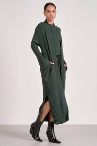 ELAN Long Sweater Cardigan in pine - women's cardigan - alternate view