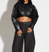 Circular Path - Crop Vegan Leather Jacket