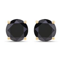 Diana M Jewels Women's Round Natural Black Diamond Stud Earrings (4.91 Ct) - Statement in 14k yellow gold - women's jewelry