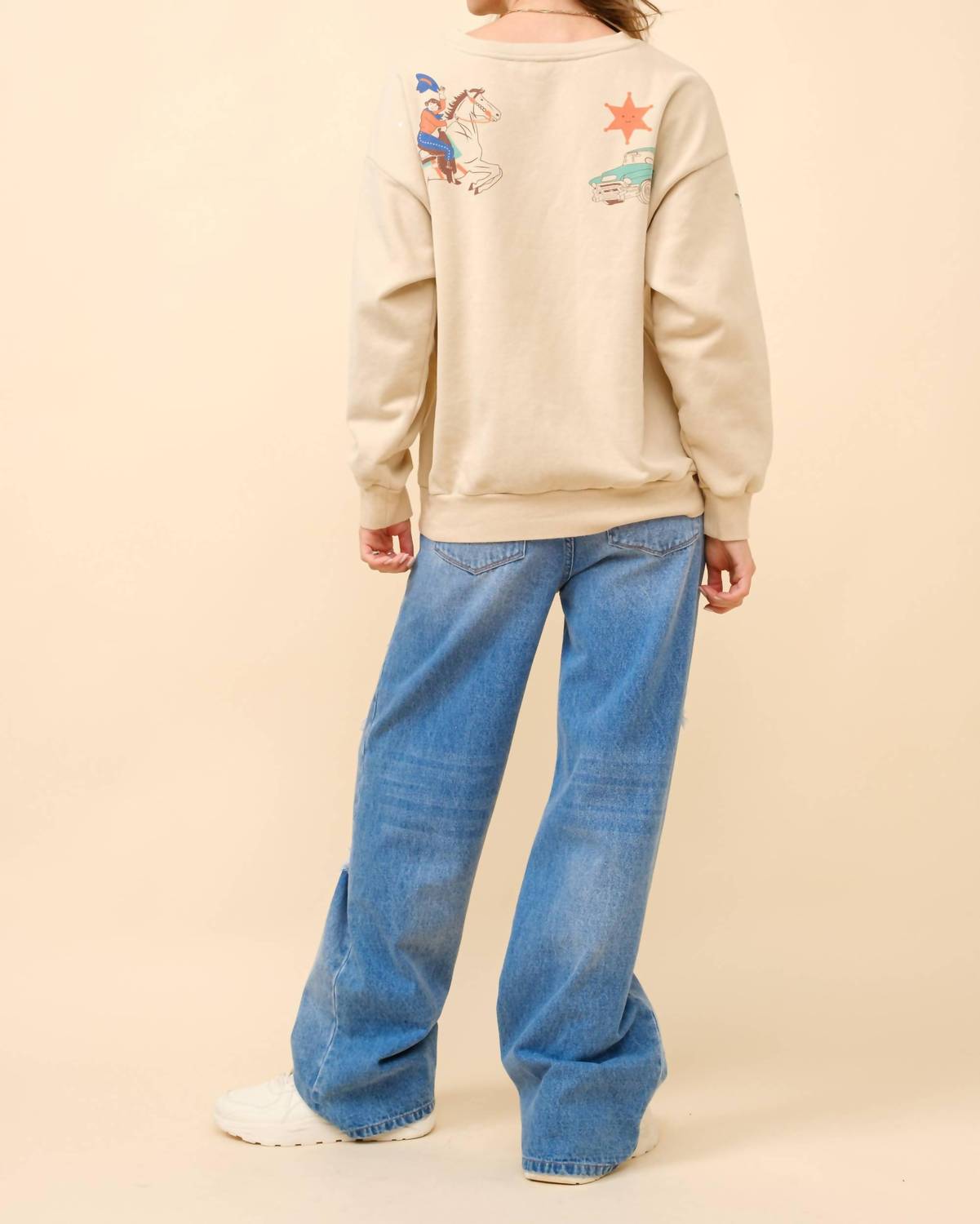 Blue B Western Graphic Howdy Sweatshirt in taupe - women's top - view 5