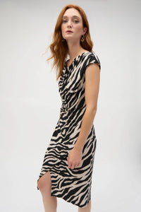 Joseph Ribkoff - Animal Print Cowl Neck Sheath Dress