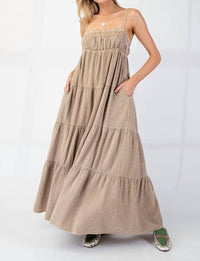 Easel - Mineral Washed Cotton Gauze Maxi Dress