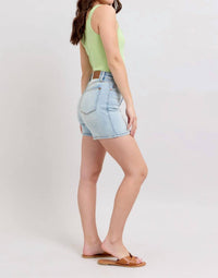 Judy Blue - High Rise 2 Button Mid Length Dad Denim Short