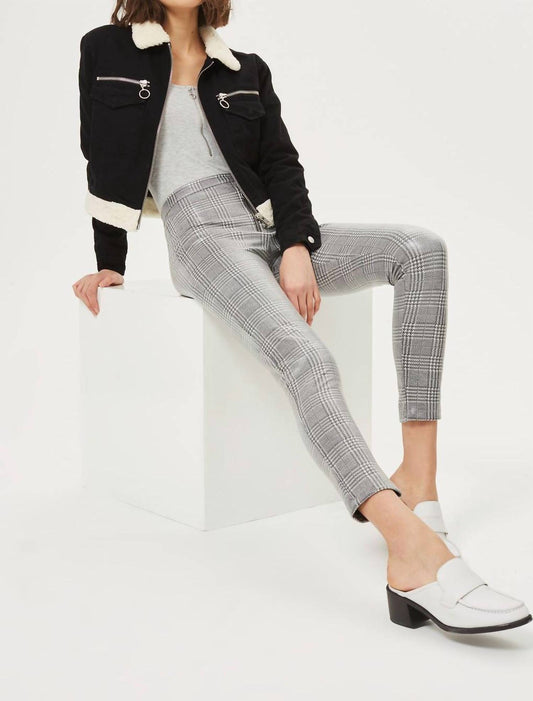 Topshop - Prince Of Wales Coated Houndstooth Zip Treggings