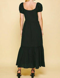 Pinch - Puffy Sleeves Maxi Dress