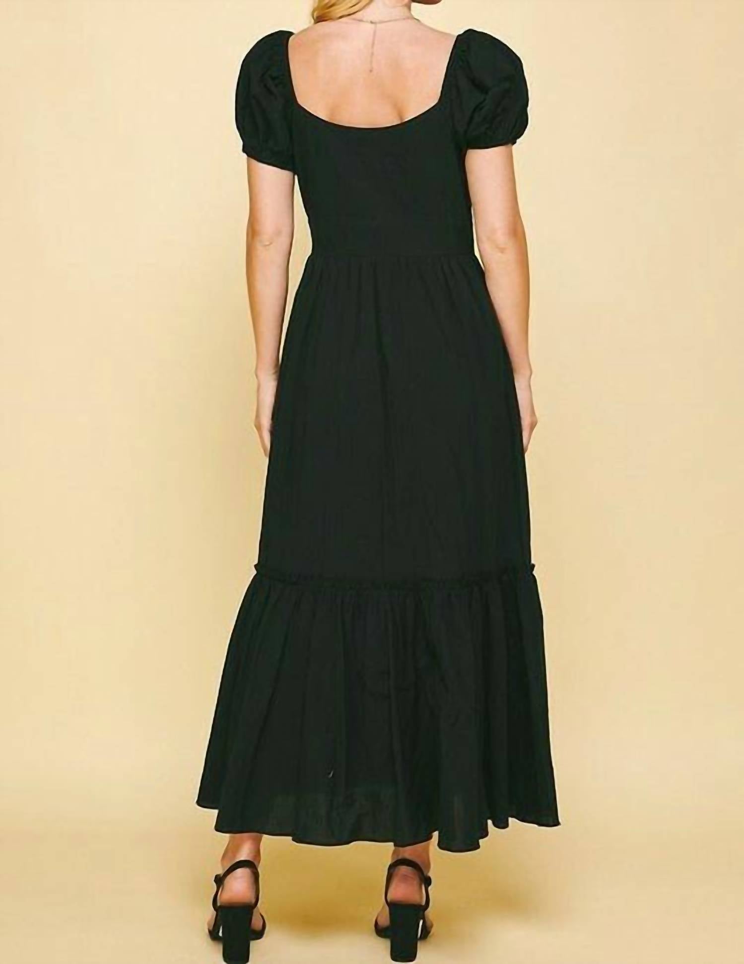 Pinch - Puffy Sleeves Maxi Dress