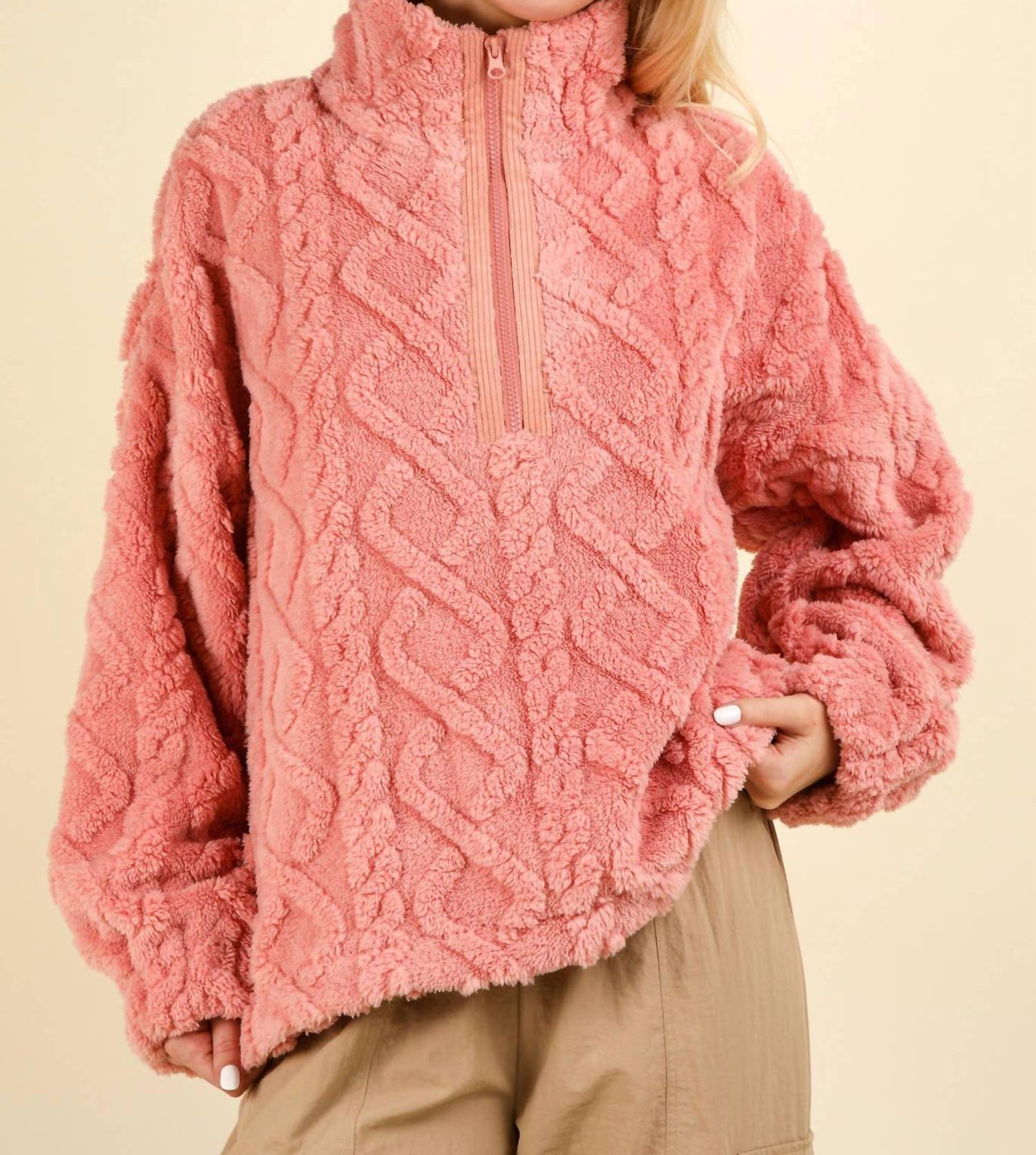 Very J - Pick Me Fuzzy Fleece Sweater Top