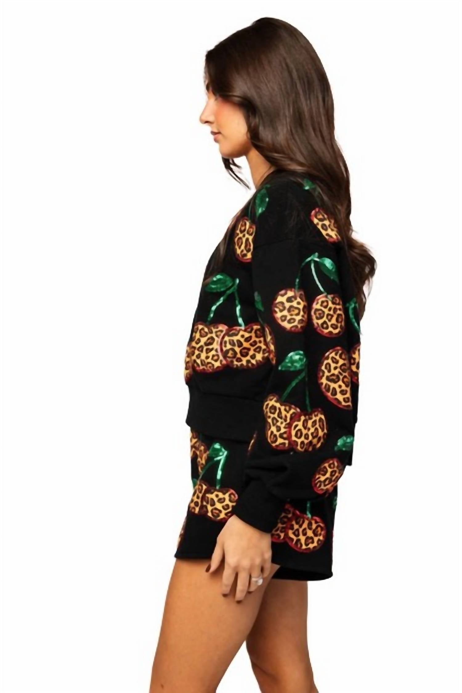 Queen Of Sparkles - Leopard Cherry Sweatshirt