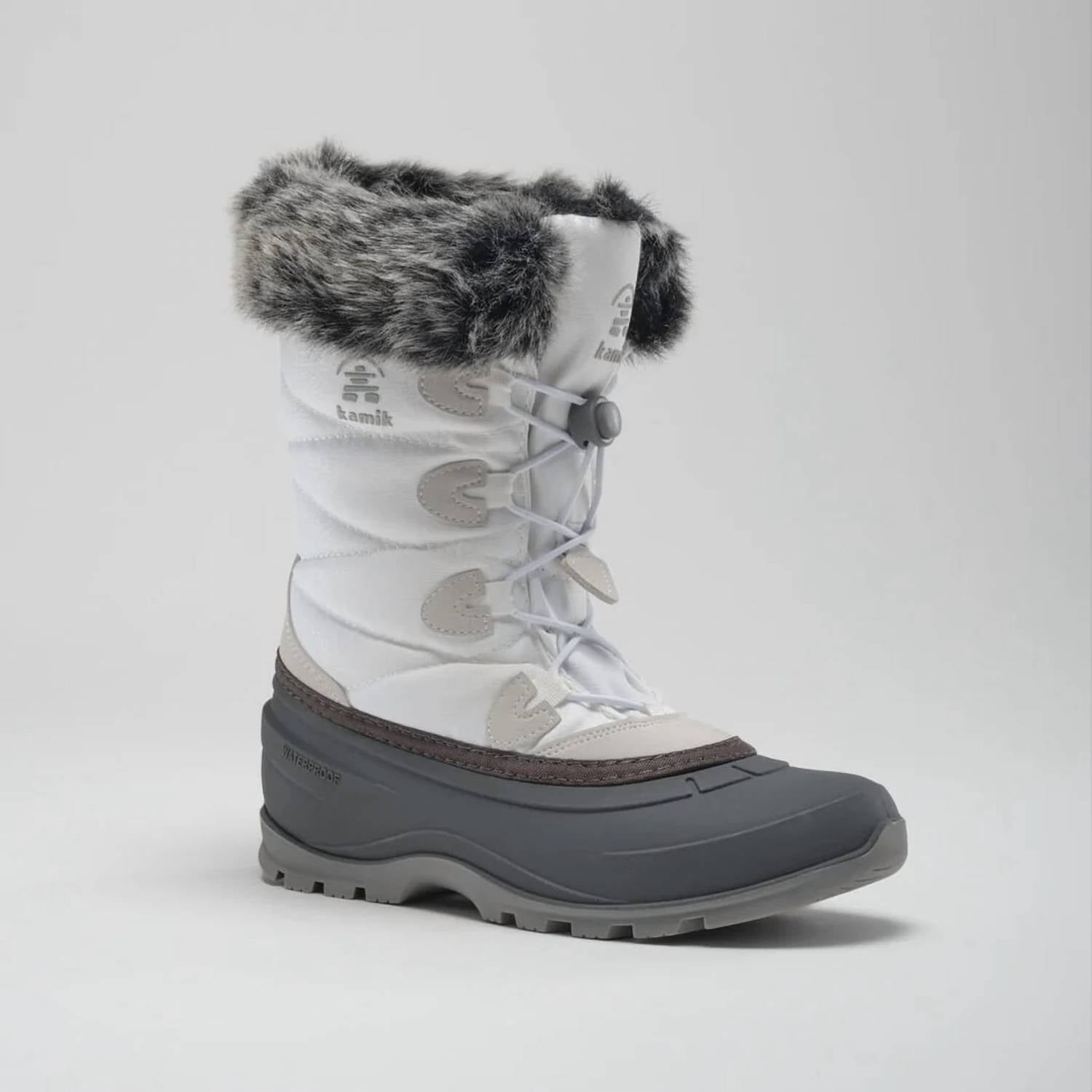 Kamik - Women's Momentum3 Pull On Rounded Toe Waterproof Fur Trim Ankle Snow Boots