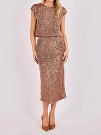 Sadie & Sage - High Sequin Midi Skirt