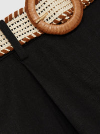 Reiss - Black Beau Belted Tapered Trousers
