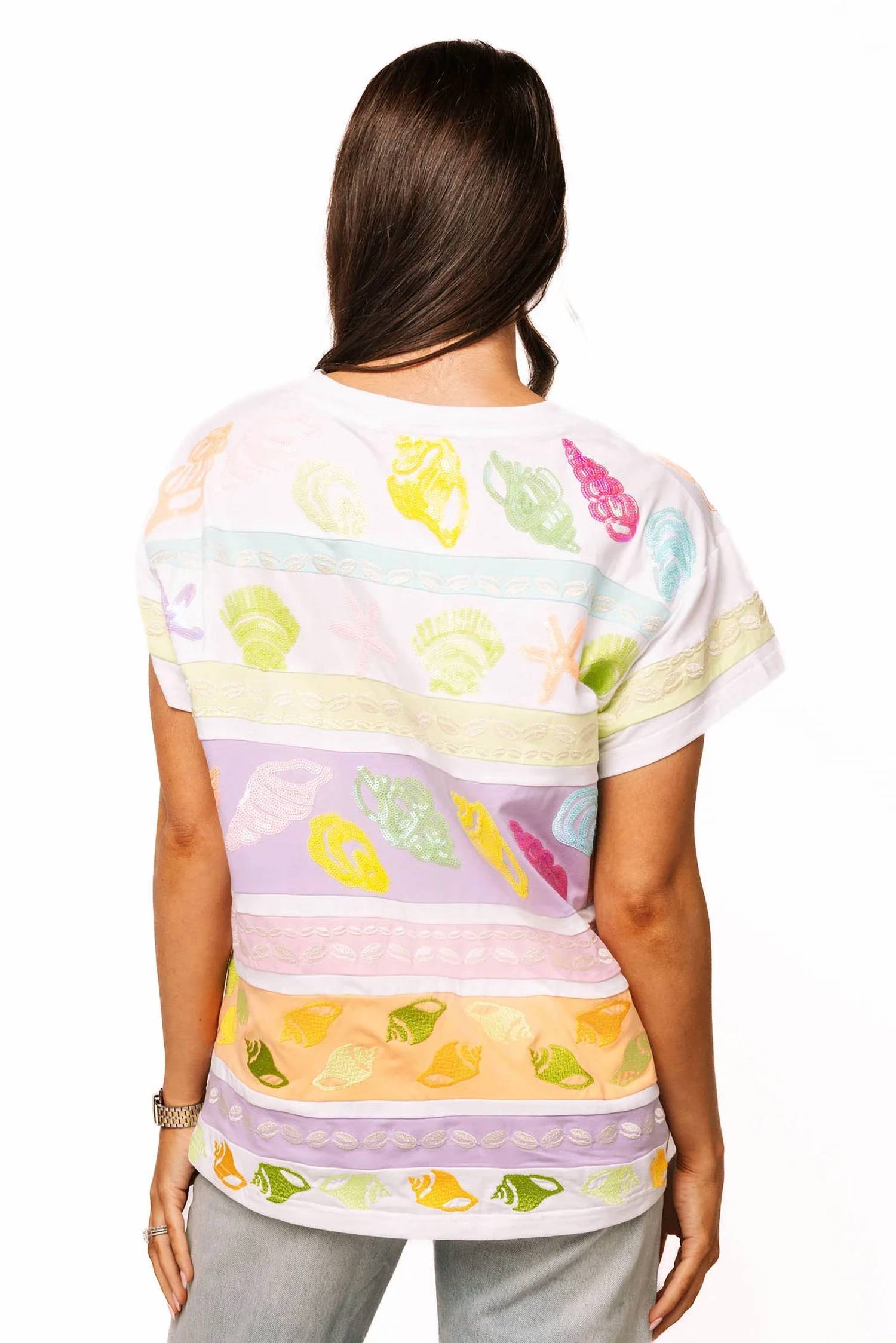 Queen Of Sparkles - Colorblock Stripe Shell Tee