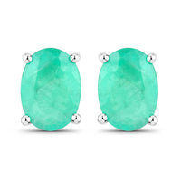 Diana M Jewels Women's Oval Natural Zambian Emerald Stud Earrings (1.56 Ct) - Classic in 14k white gold - women's jewelry