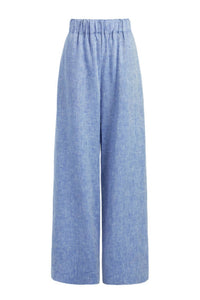 BONDI BORN Women's Universal Linen Trousers in denim - women's pants