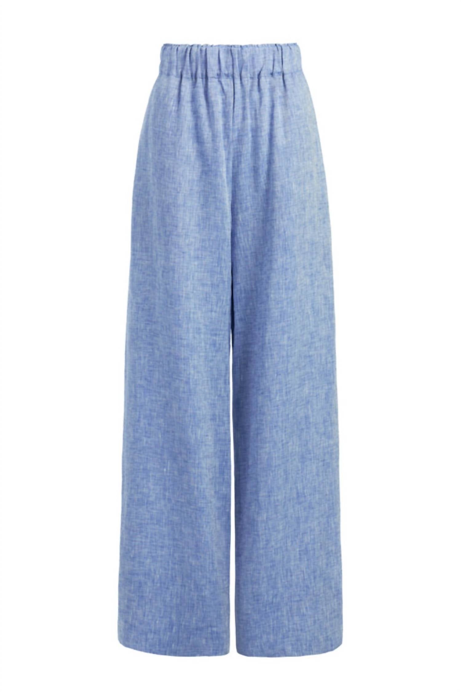 BONDI BORN Women's Universal Linen Trousers in denim - women's pants