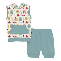 Kickee - Baby's Short Sleeve Hoodie Tank Outfit Set