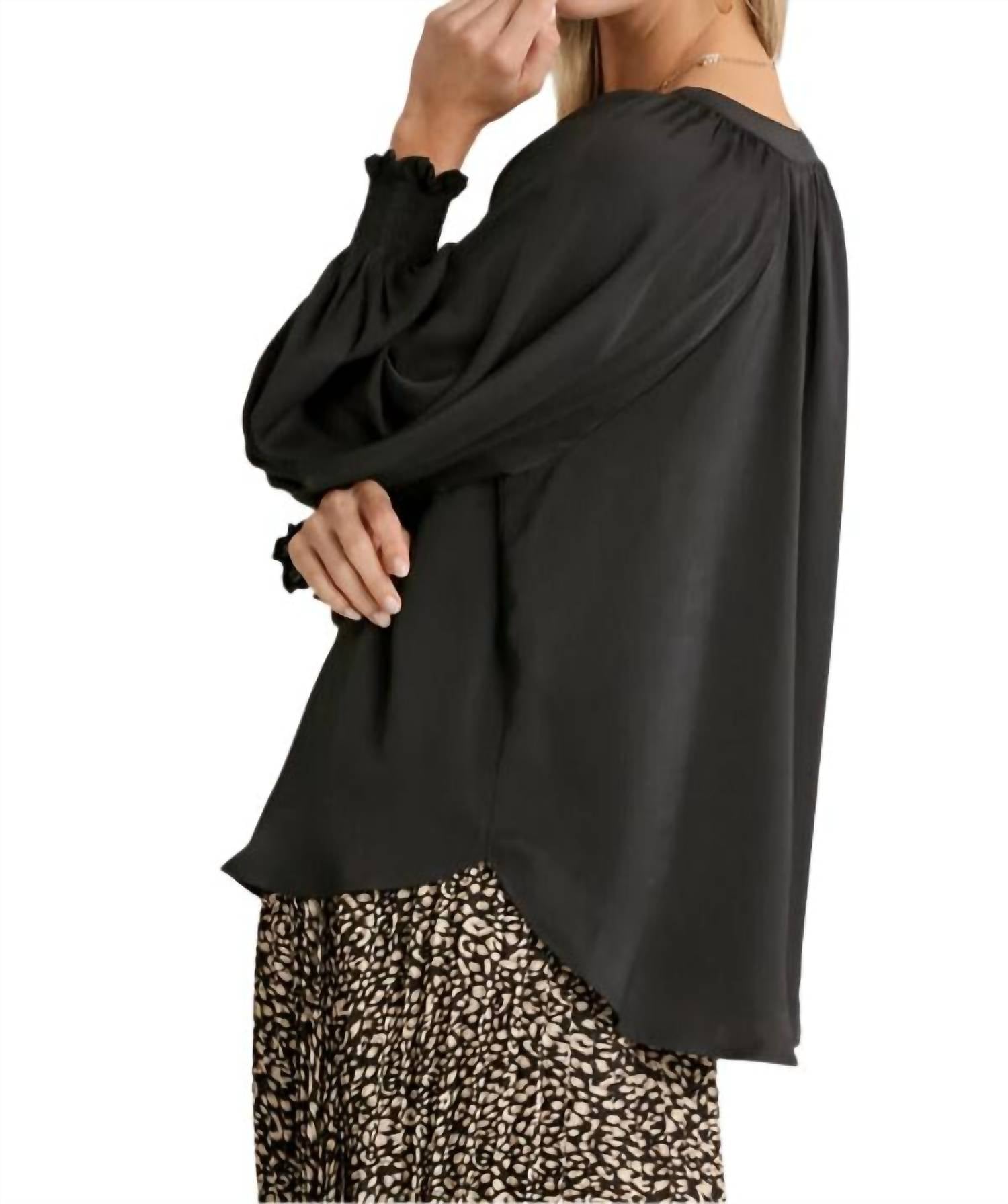 Umgee - Puff Sleeve Satin Blouse