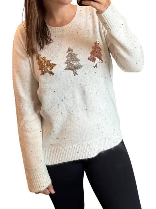 Hem & Thread - Tree Sequined Speckle Yarned Sweater