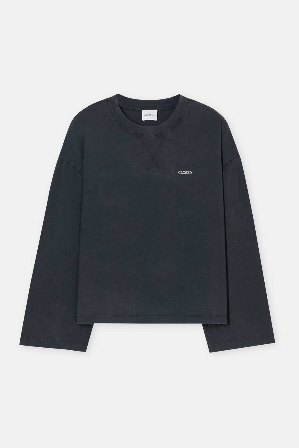 CLOSED Crew Neck Long Sleeve Sweater in black - women's sweater - view 5