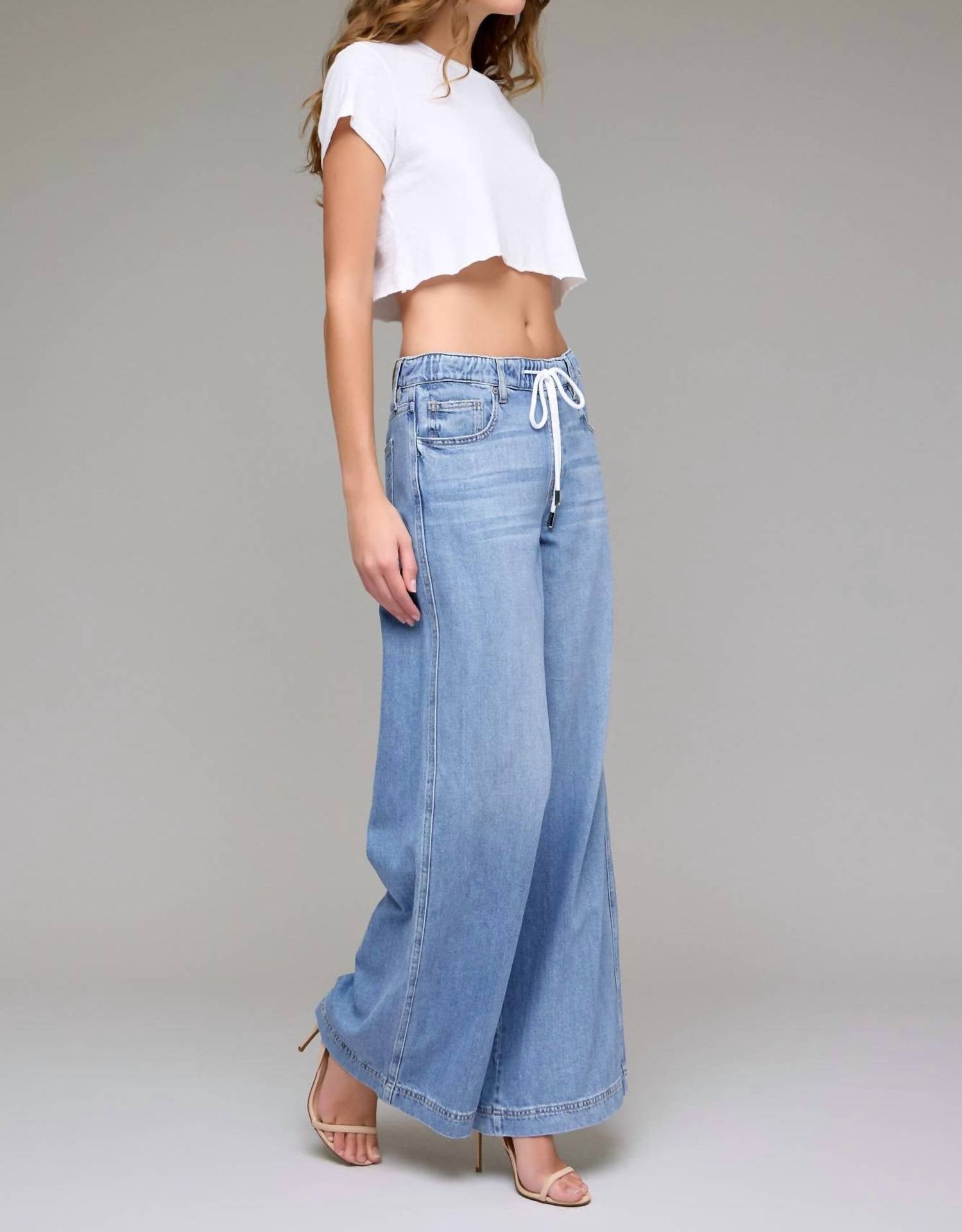 Hidden - Super Soft Elastic Waistband Wide Leg Jean