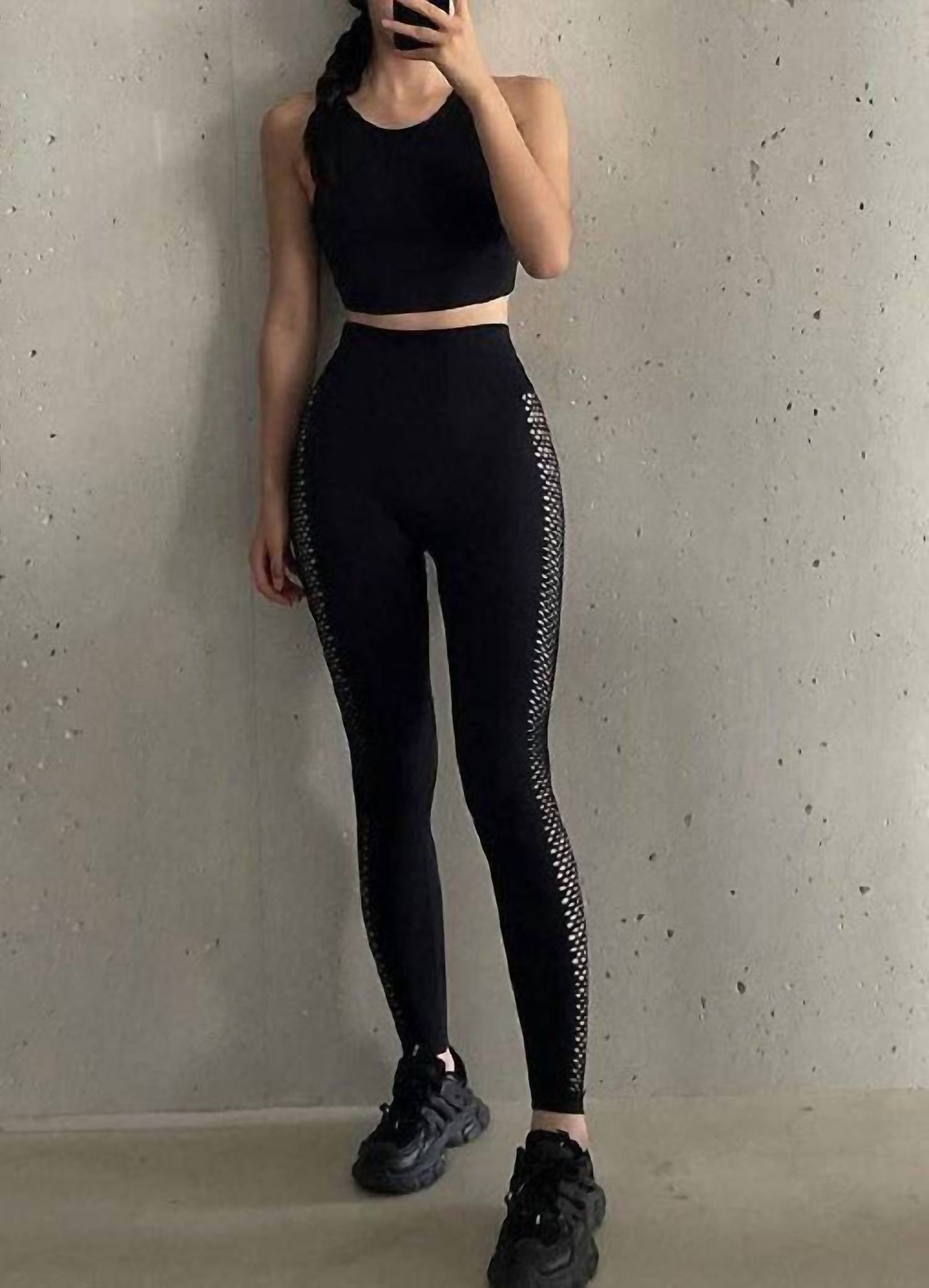 Rockstar Peach - Fishnet Leggings