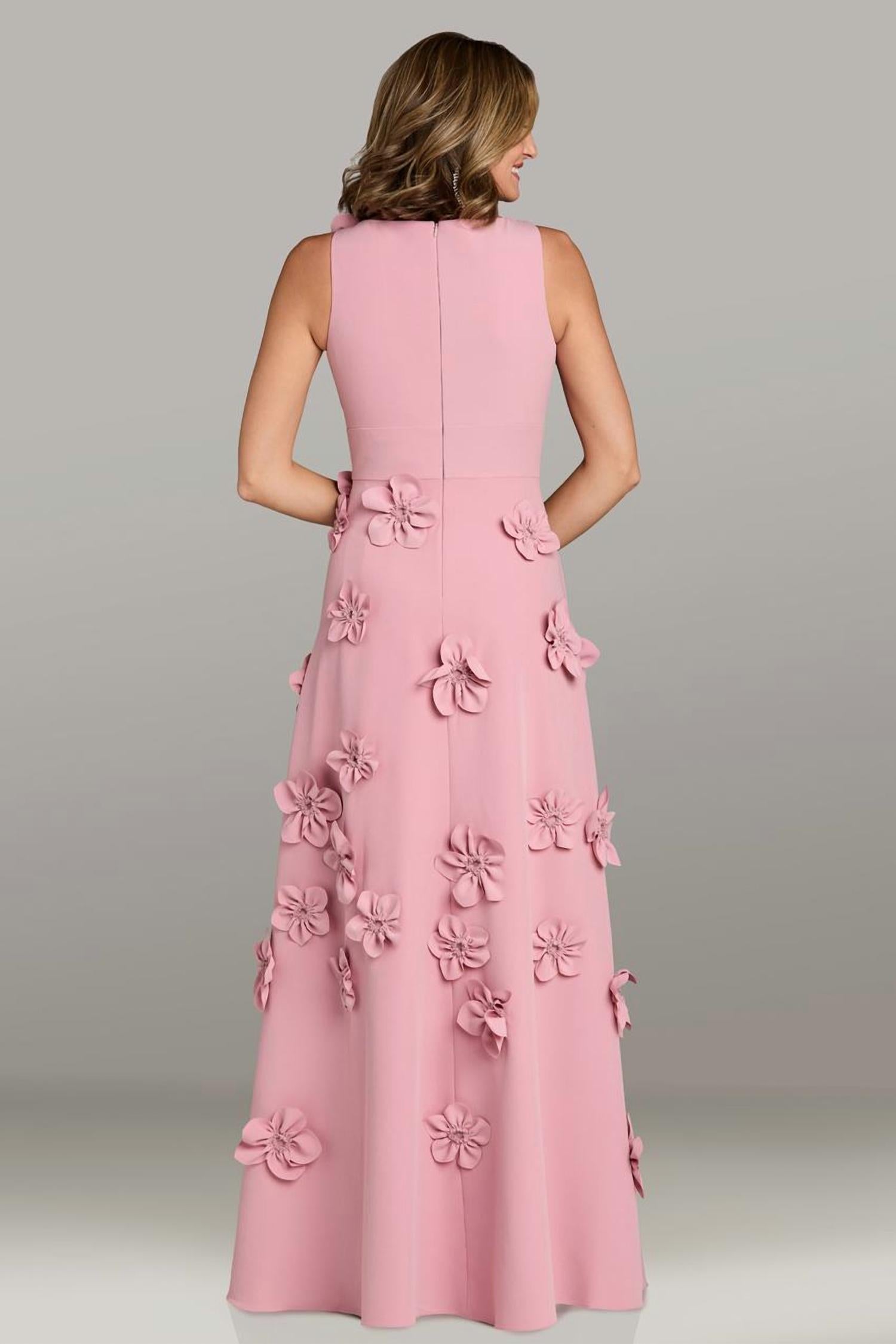 Gia Franco - Bateau Neck Sleeveless A-line Floral Dress